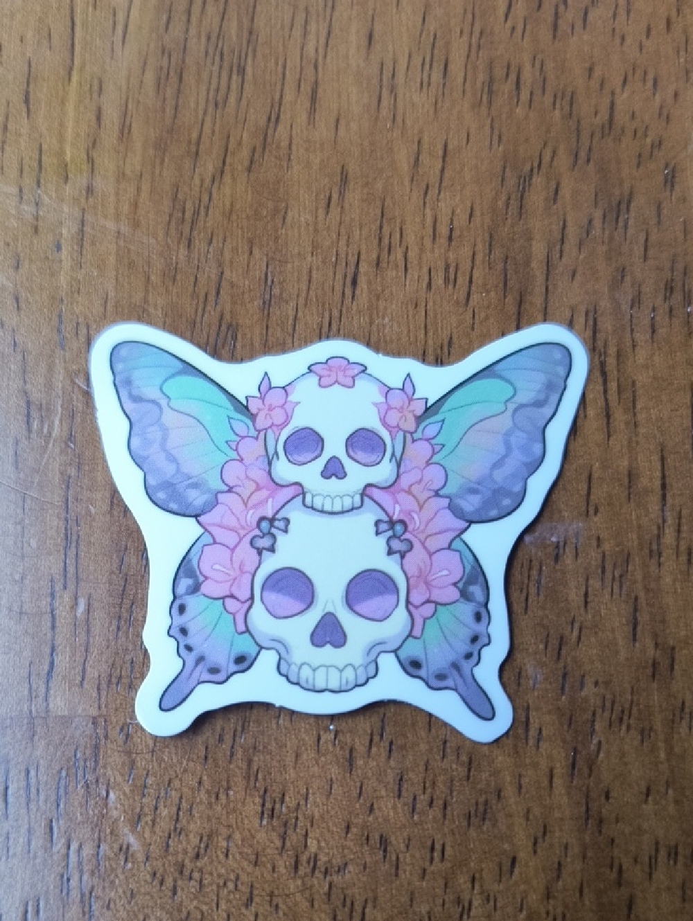 Skull Butterfly Floral Sticker - Pastel Purple & Mint